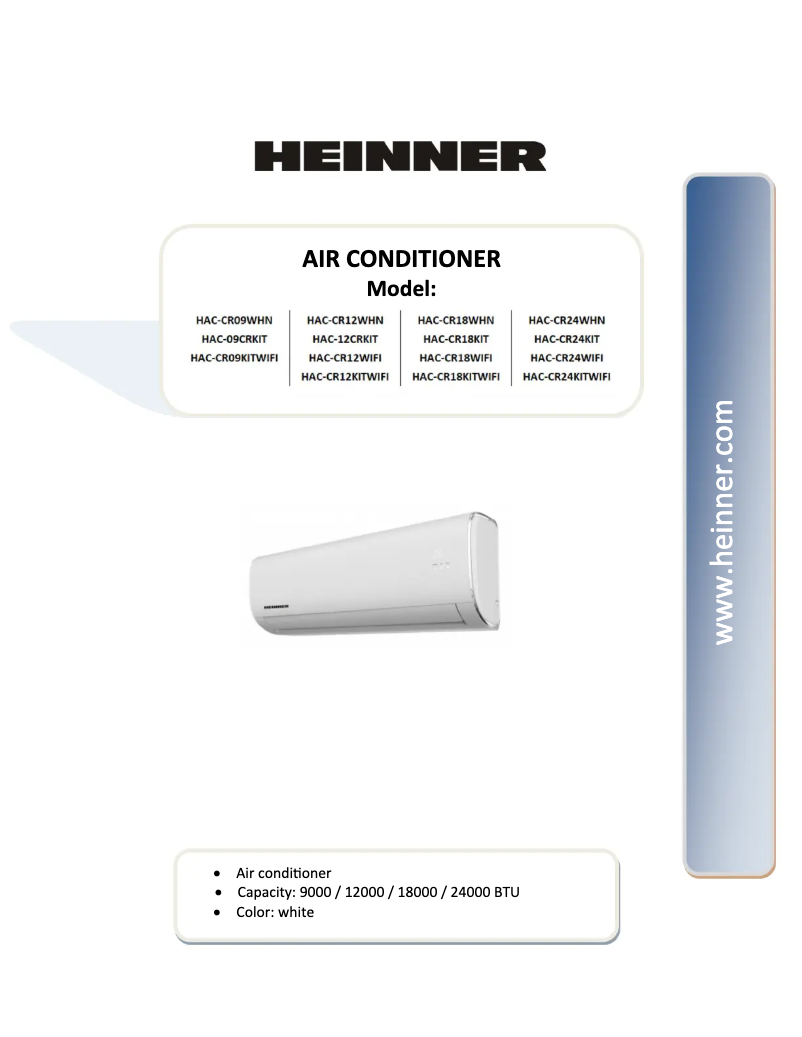 Page 1 de la notice Manuel utilisateur Heinner HAC-CR24KITWIFI