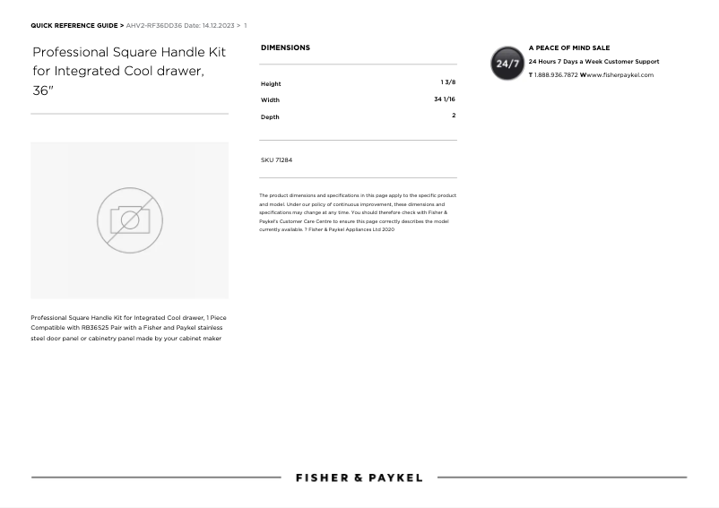 Page 1 de la notice Manuel utilisateur Fisher & Paykel AHV2-RF36DD36