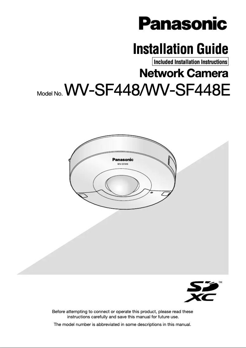 Image de la première page du manuel de l'appareil WV-SF448E