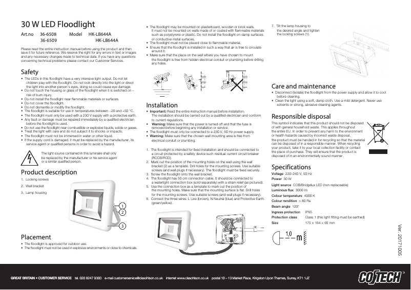 Page n°1 - Manuel utilisateur Cotech HK-LB644A