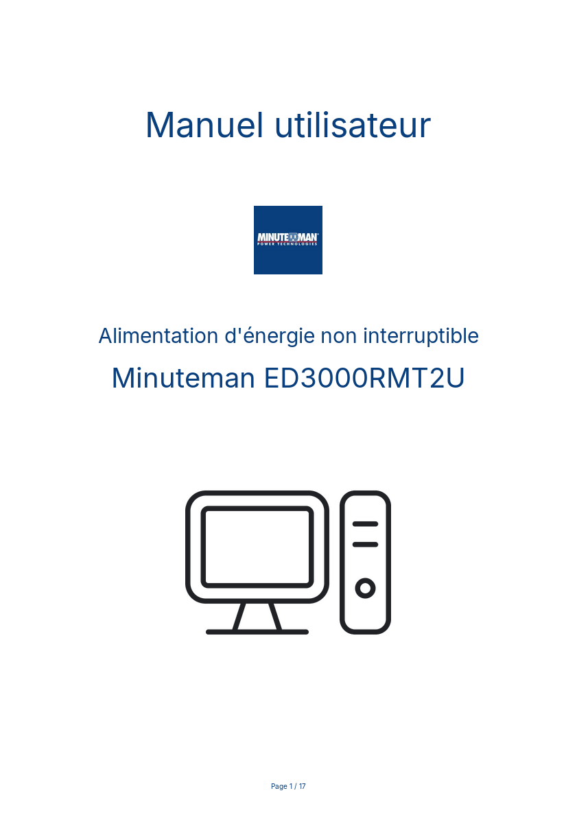 Page n°1 - Manuel utilisateur Minuteman ED3000RMT2U