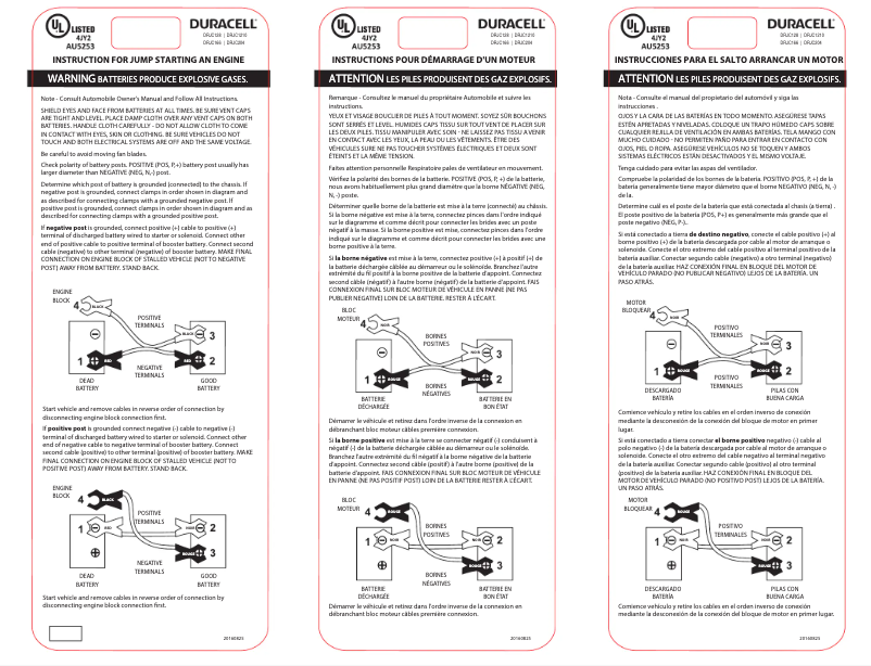 Page 1 de la notice Manuel utilisateur Duracell DRJC166