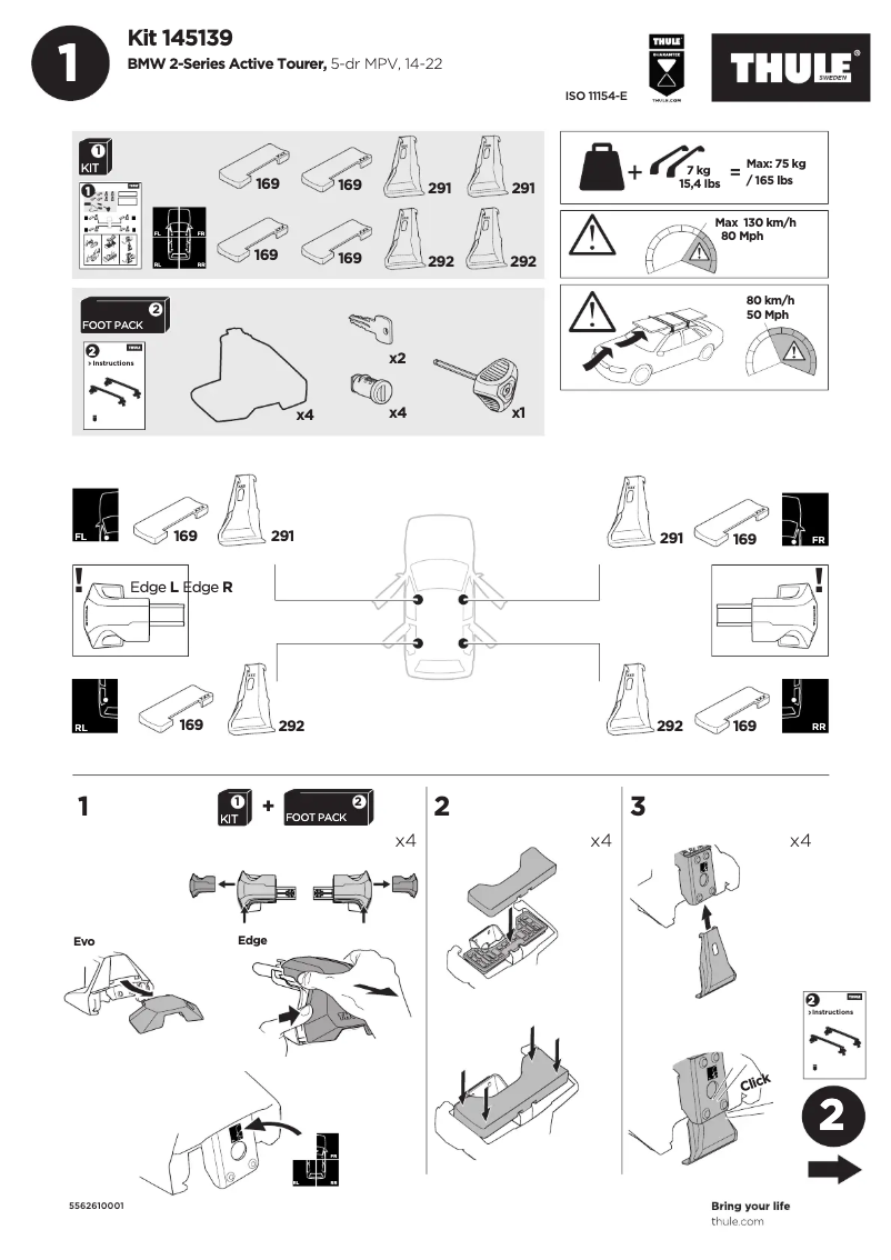 Page 1 de la notice Manuel utilisateur Thule Kit 145139