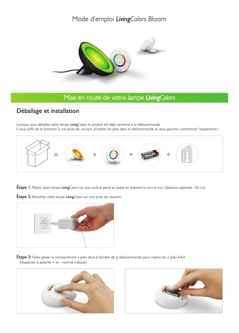 Page n°1 - Manuel utilisateur Philips LivingColors Bloom 7099760PH