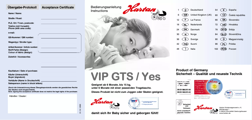 Page 1 de la notice Manuel utilisateur Hartan Yes