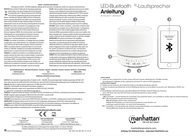 Page 1 de la notice Manuel utilisateur Manhattan 165303