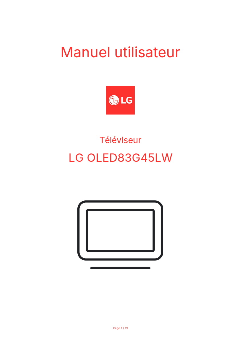 Image de la première page du manuel de l'appareil OLED83G45LW