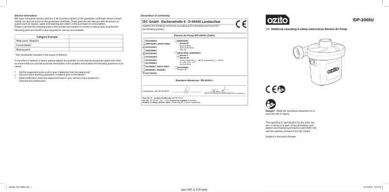 Image de la première page du manuel de l'appareil IDP-2000U