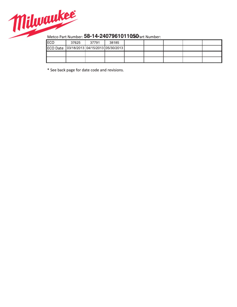 Page 1 de la notice Manuel d'utilisation et d'entretien Milwaukee 2407-20