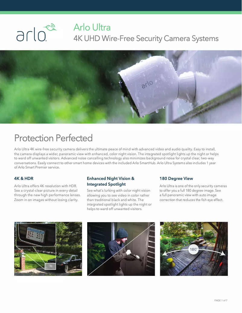 Page 1 de la notice Fiche technique Arlo Ultra 2 XL