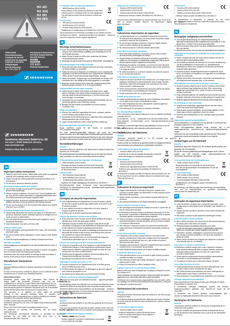 Page 1 de la notice Manuel utilisateur Sennheiser M2 OEi