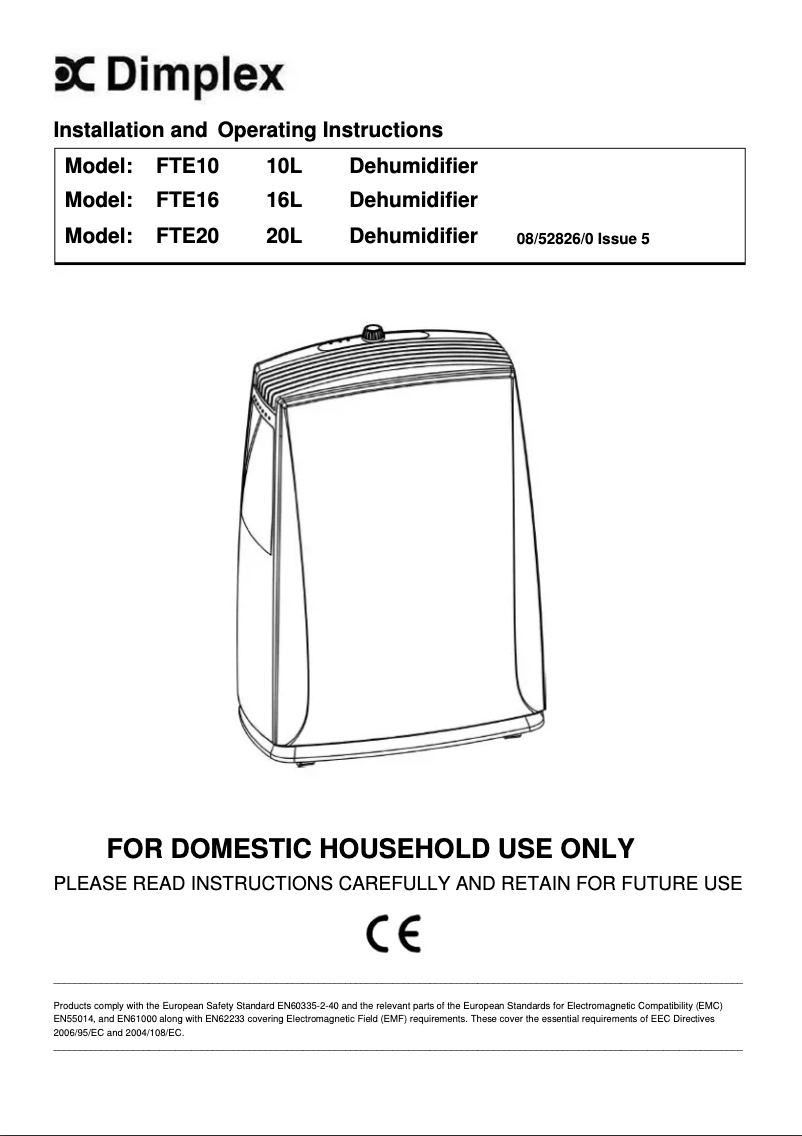 Page 1 de la notice Manuel utilisateur Dimplex FTE10
