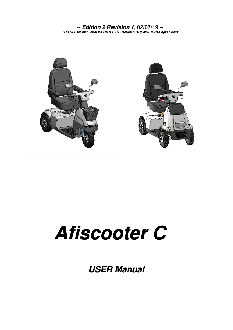 Page n°1 - Manuel utilisateur Afikim Afiscooter C3