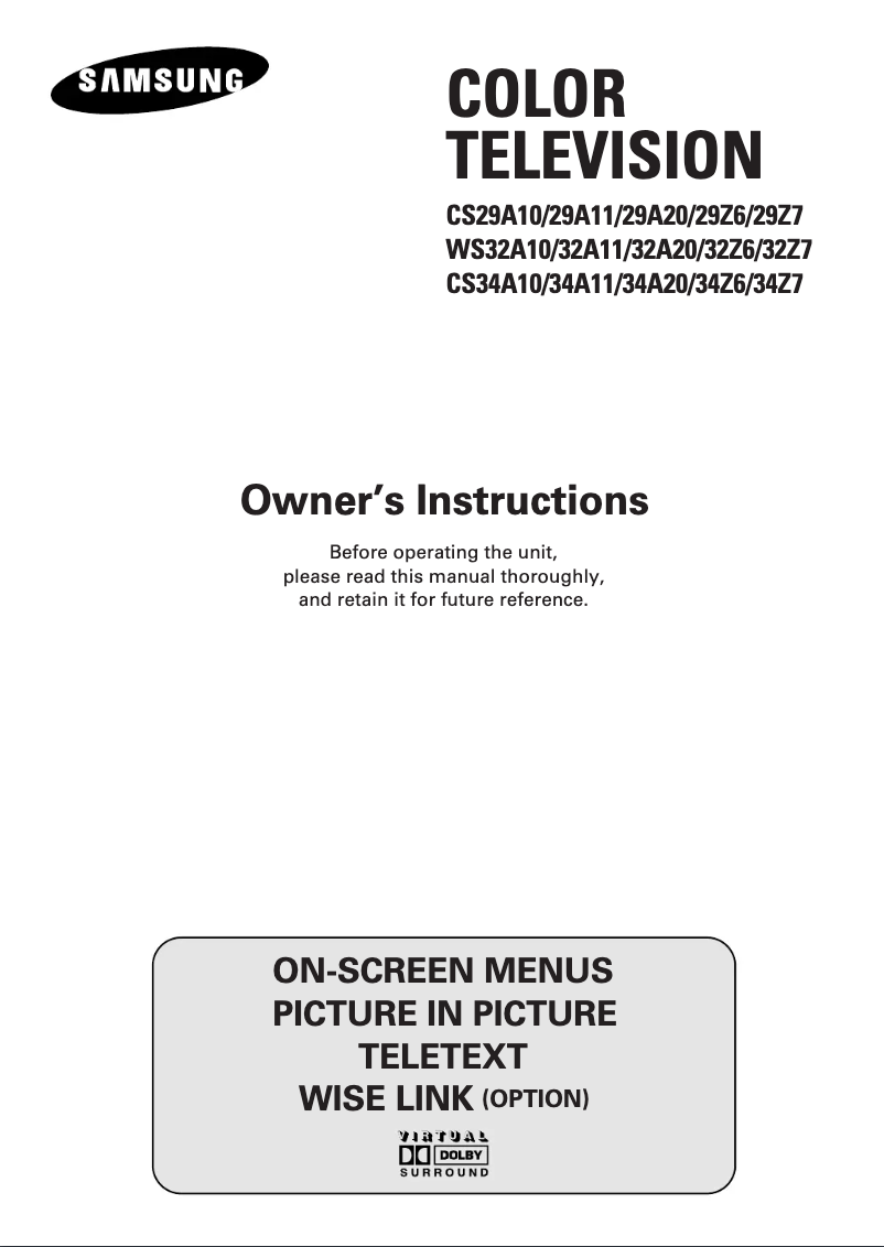 Page 1 de la notice Manuel utilisateur Samsung CS-29200HE