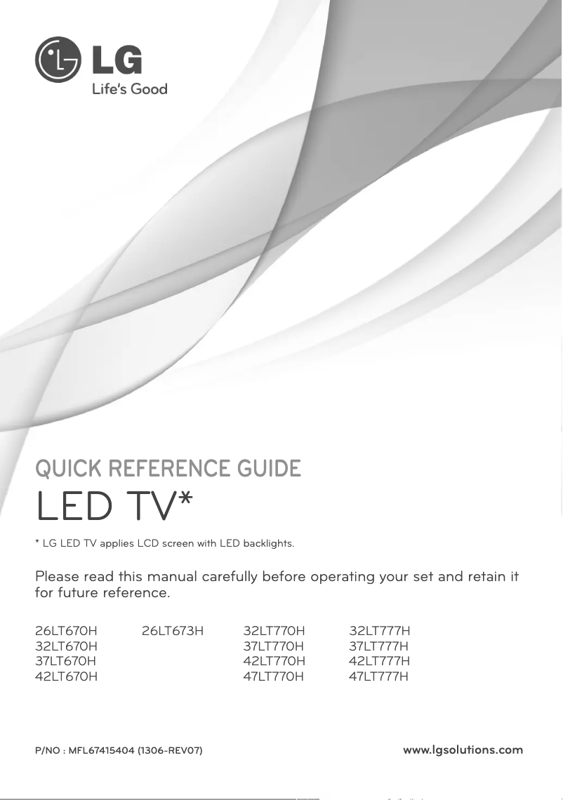 Page 1 de la notice Manuel utilisateur LG 26LT673H