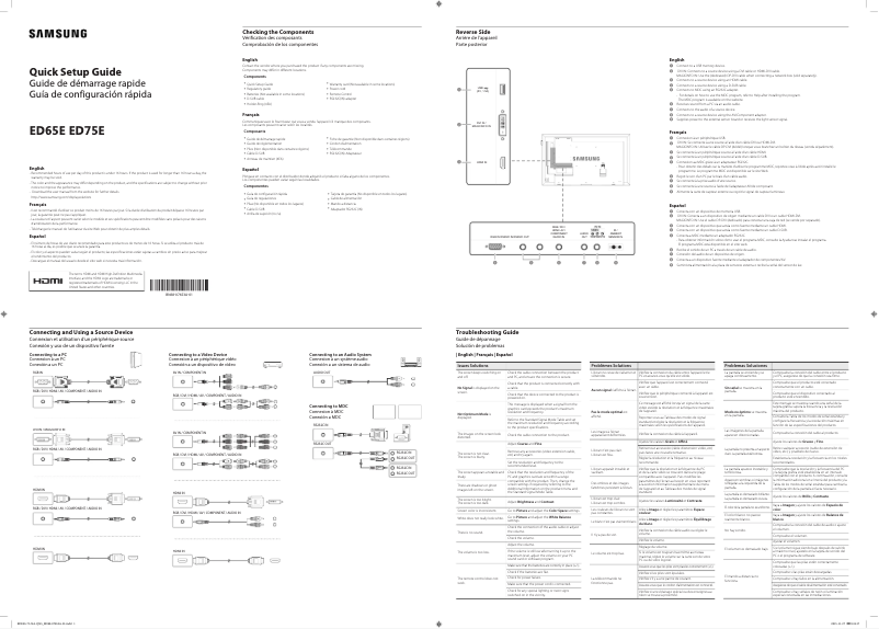 Image de la première page du manuel de l'appareil ED75E