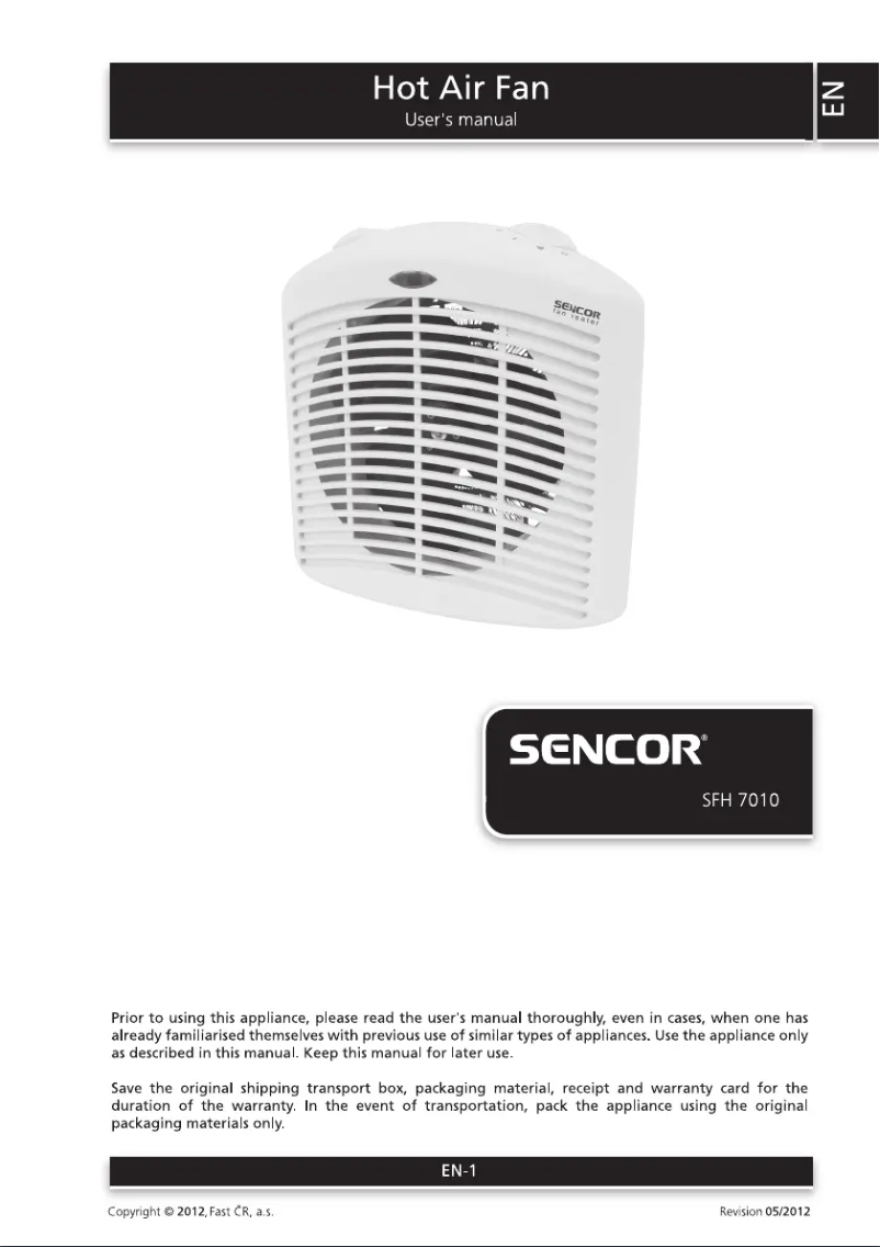 Page 1 de la notice Manuel utilisateur Sencor SFH 7010