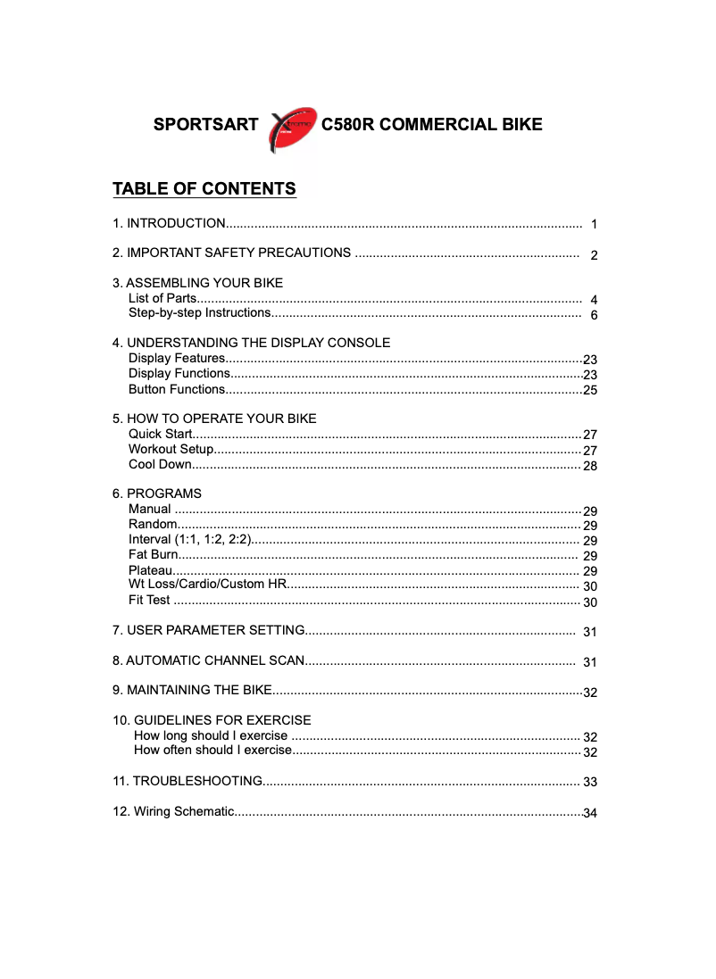 Página 1 del manual Manual de usuario SportsArt C580R