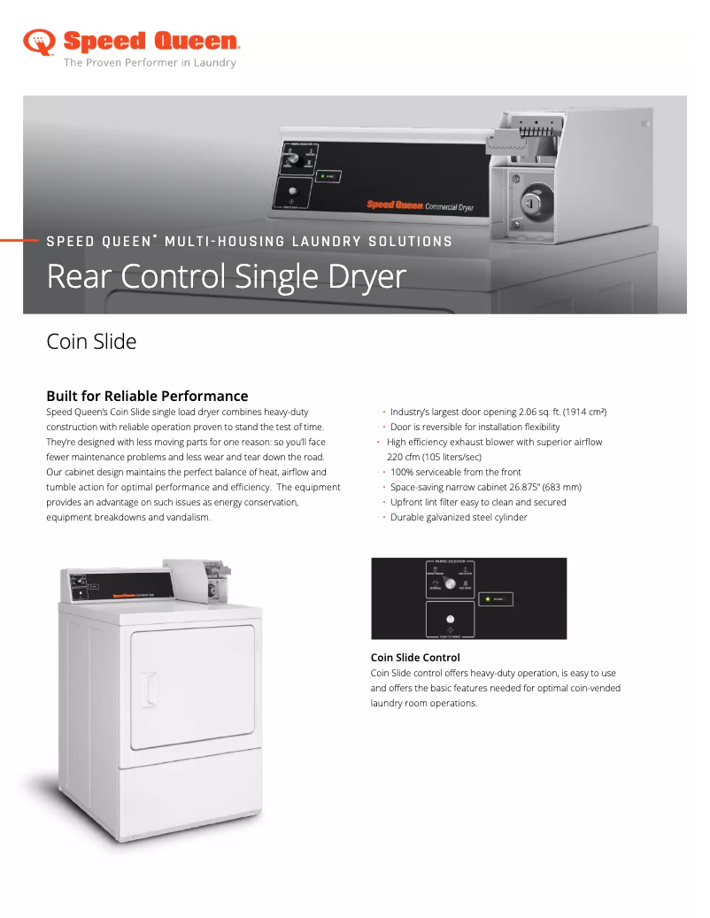 Page 1 de la notice Manuel utilisateur Speed Queen SDESXRGS173TW01