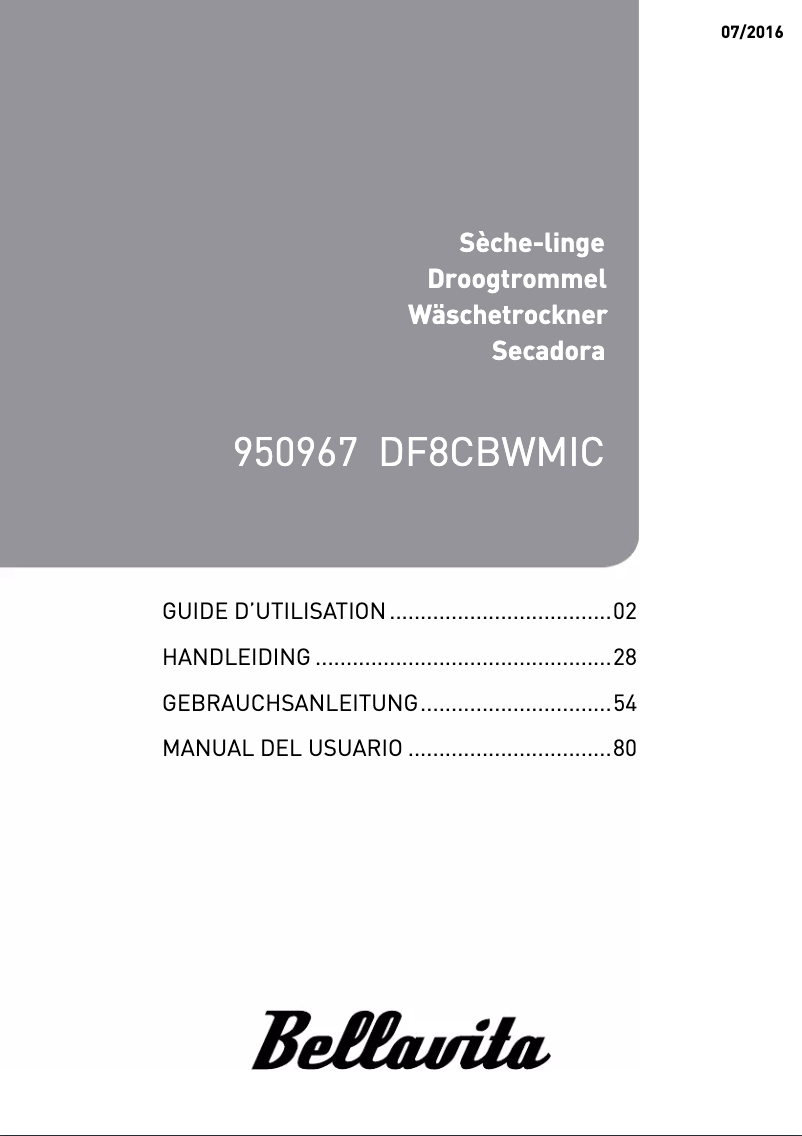 Page n°1 - Manuel utilisateur Bellavita DF8CBWMIC