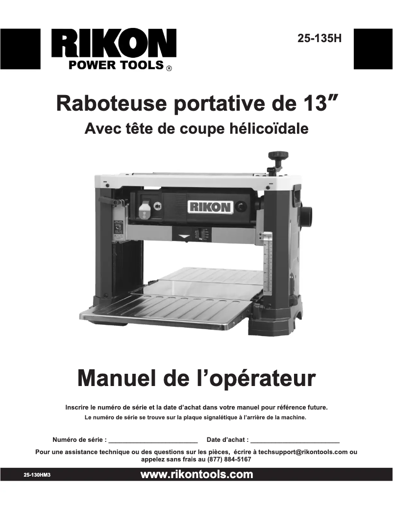 Page n°1 - Manuel utilisateur RIKON 25-135H