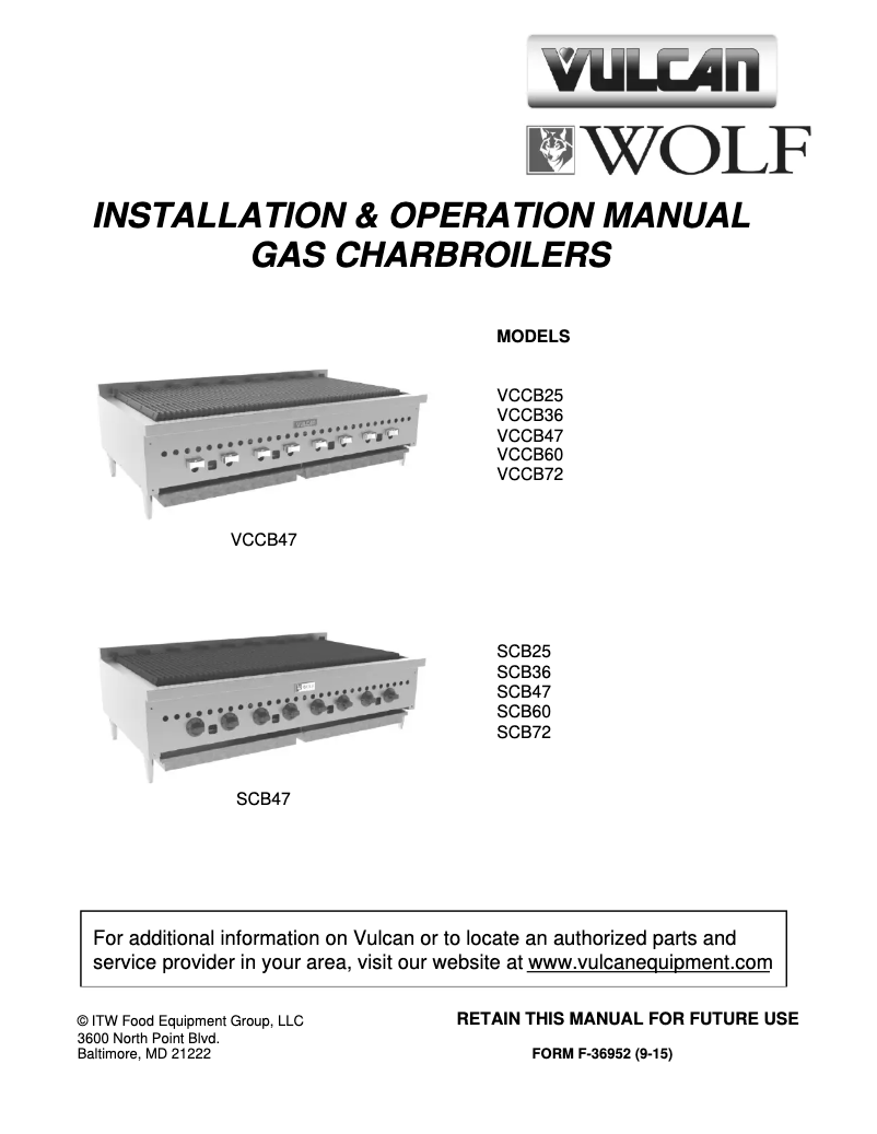 Page 1 de la notice Manuel utilisateur Vulcan VCCB60