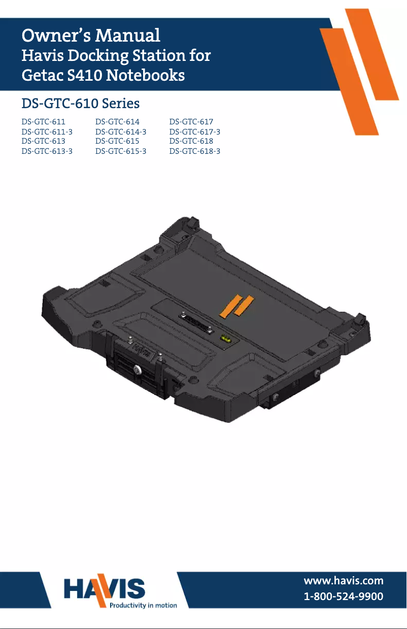 Page n°1 - Manuel utilisateur Havis DS-GTC-615 (Getac S410)