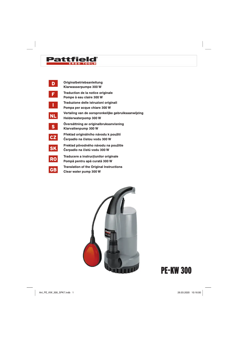 Image de la première page du manuel de l'appareil PE-KW 300