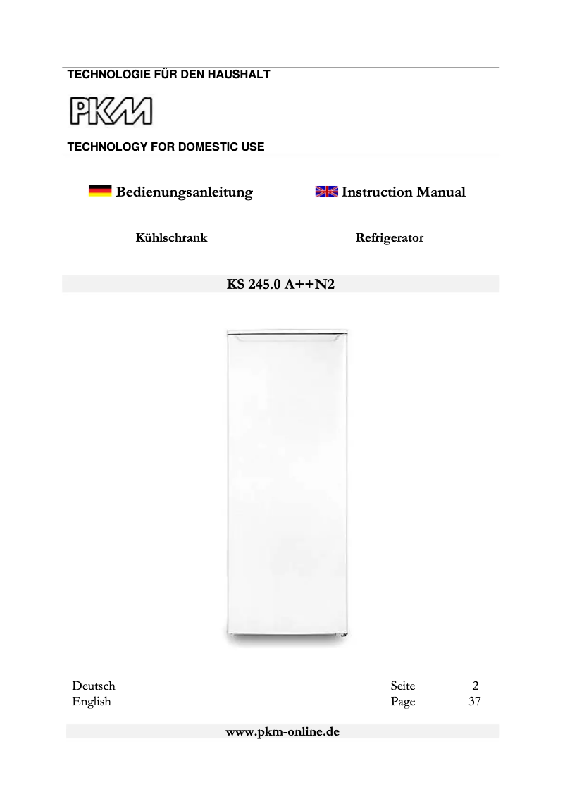 Image de la première page du manuel de l'appareil KS 245.0A++N2