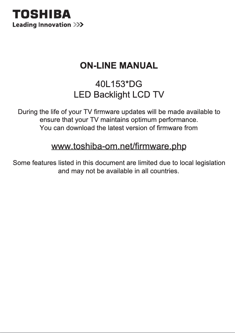 Page 1 de la notice Manuel utilisateur Toshiba 40L1533DG