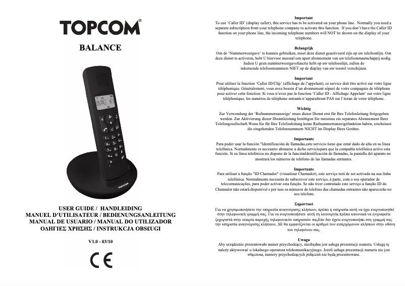 Page n°1 - Manuel utilisateur Topcom Balance