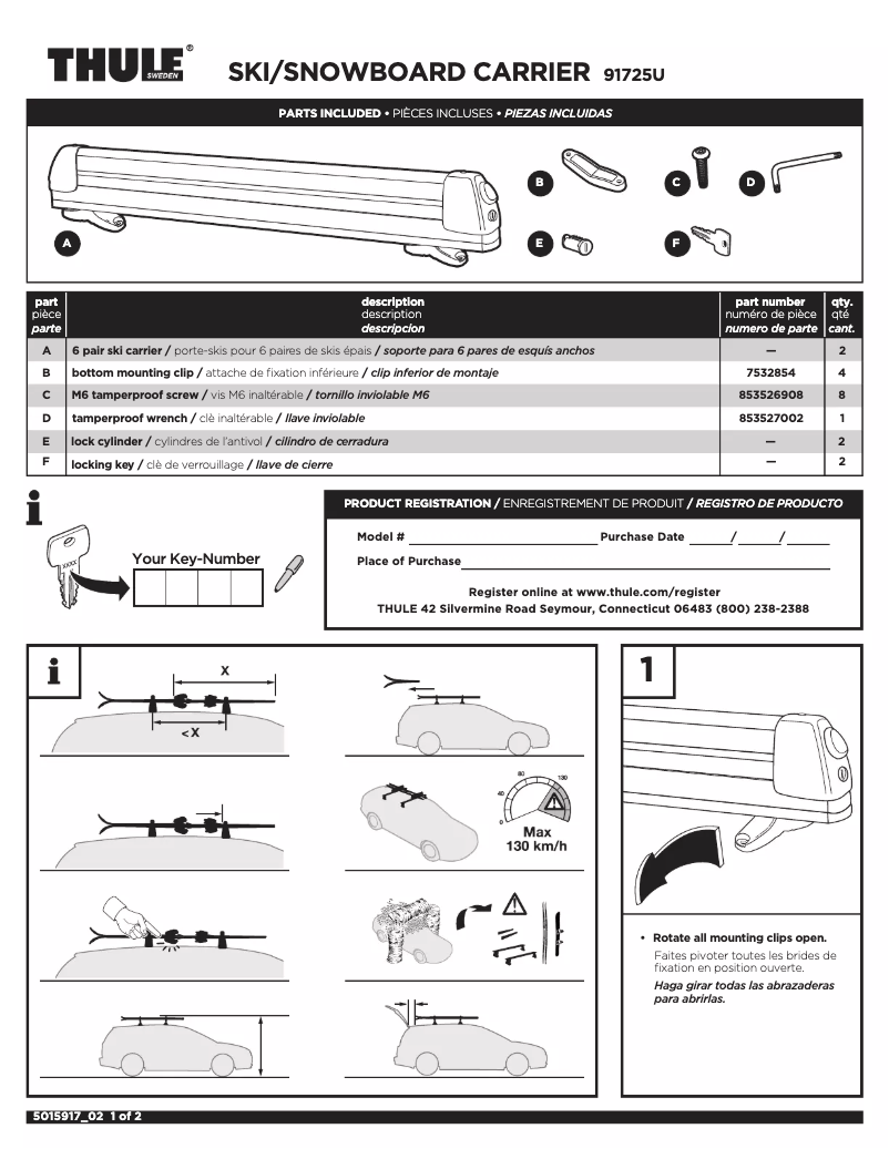Page 1 de la notice Manuel utilisateur Thule Universal 91725U