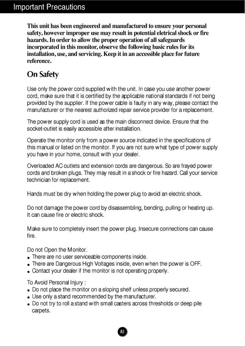 Page 1 de la notice Manuel utilisateur LG T530B