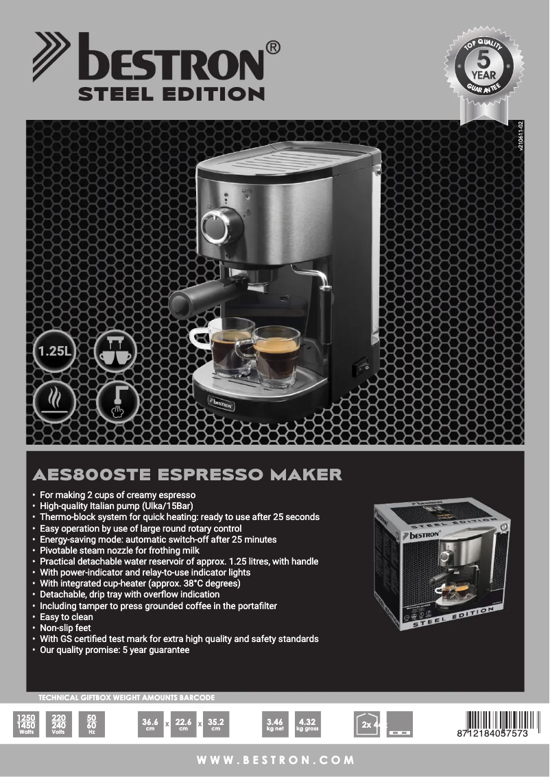 Image de la première page du manuel de l'appareil AES800STE