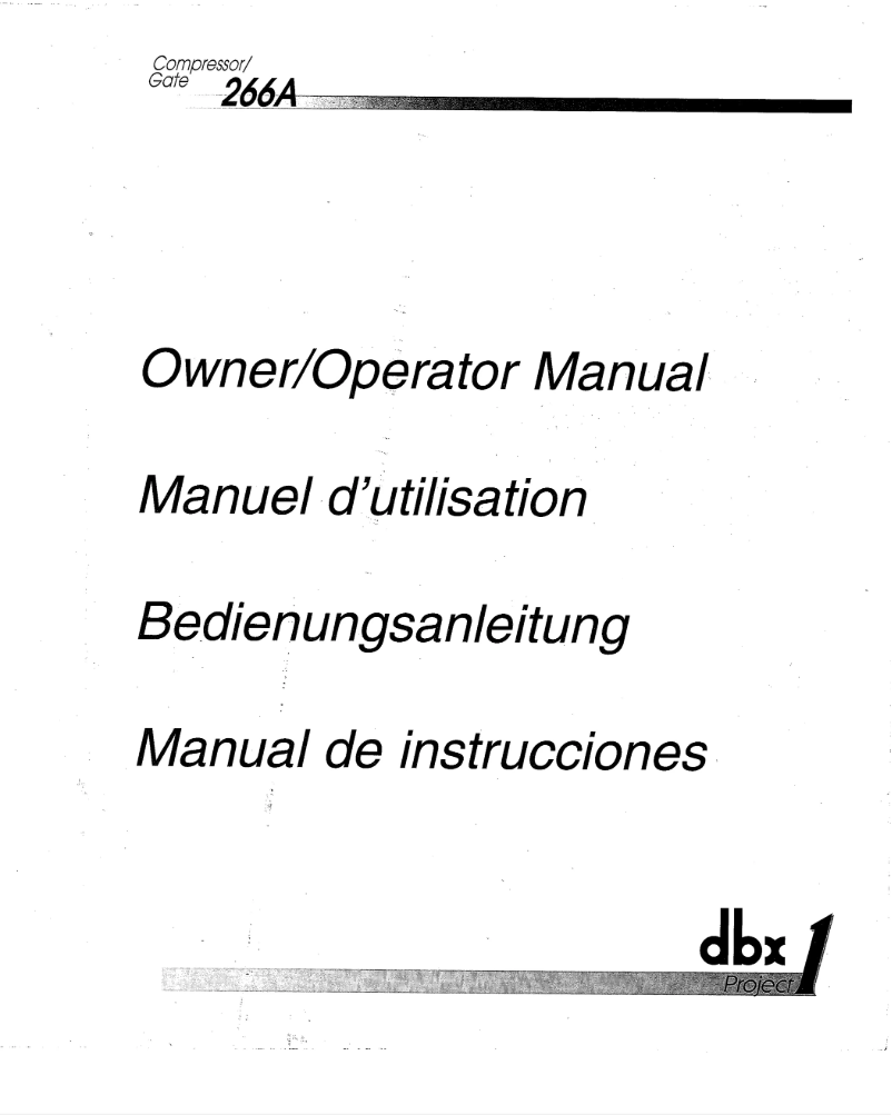 Page 1 de la notice Manuel utilisateur DBX 266A