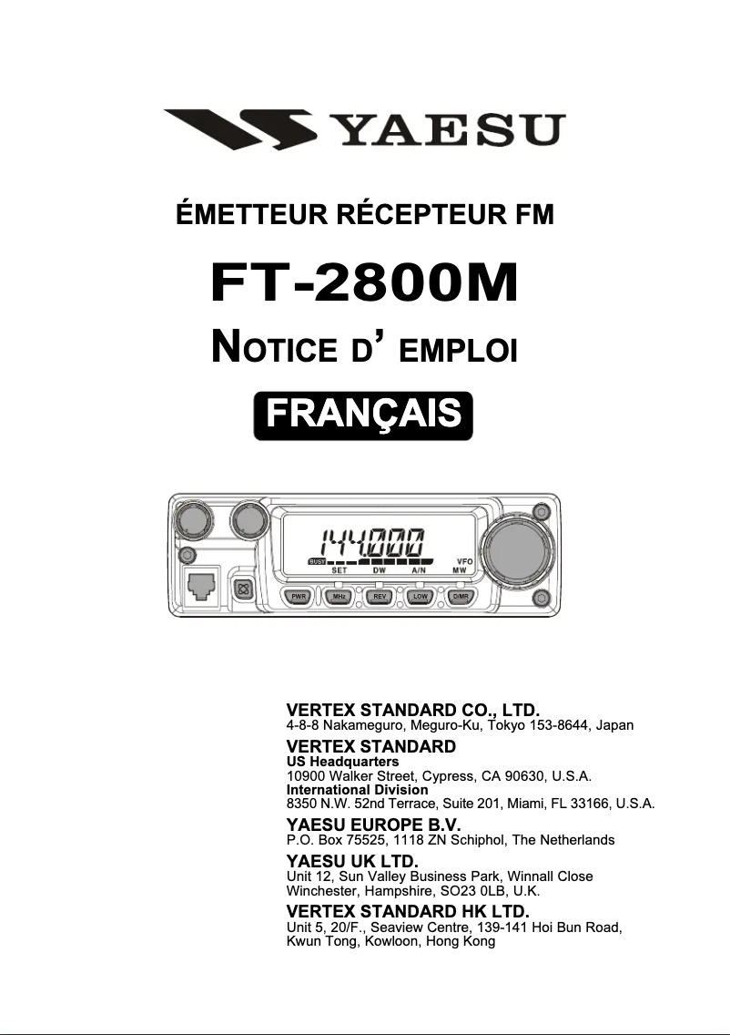 Image de la première page du manuel de l'appareil FT-2800M