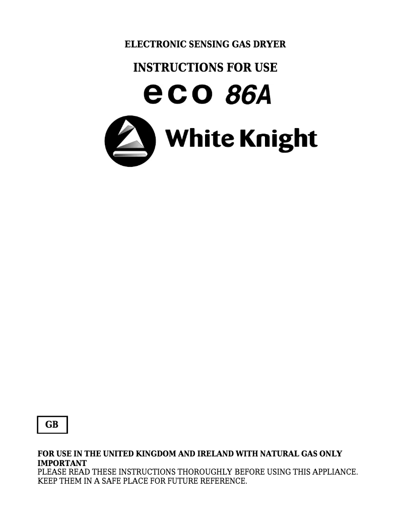 Página 1 del manual Manual de usuario White Knight ECO86A