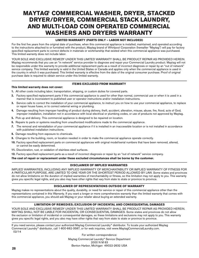 Page 1 de la notice Mode d'emploi Maytag MDE28PDCYW