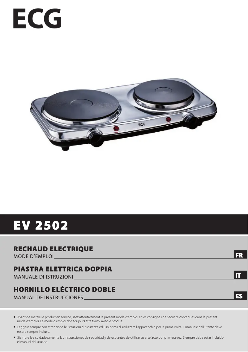Page 1 de la notice Manuel utilisateur ECG EV 2502