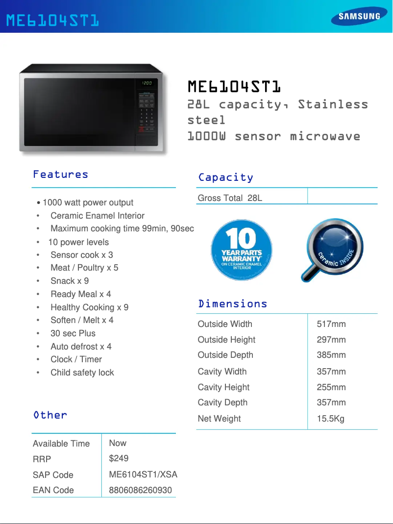 Image de la première page du manuel de l'appareil ME6104ST1
