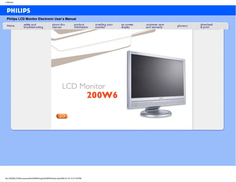 Page n°1 - Manuel utilisateur Philips Brilliance 200W6CS