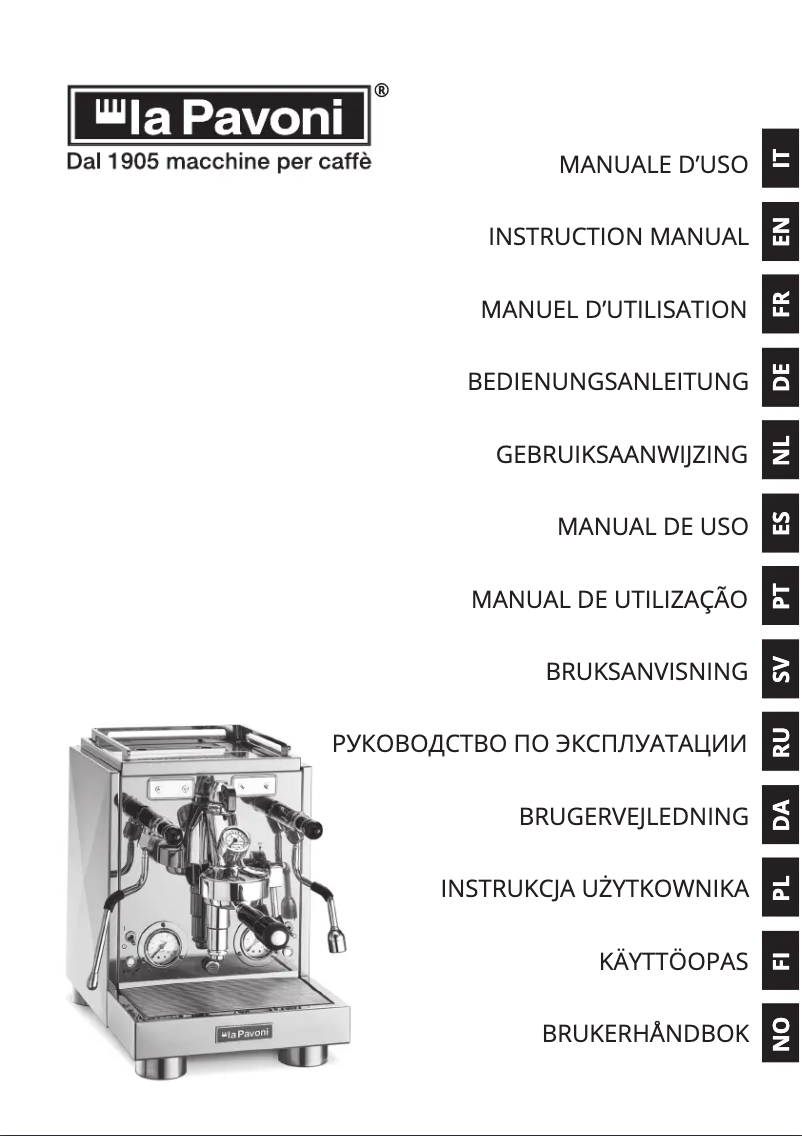 Page 1 de la notice Manuel utilisateur la Pavoni New Botticelli Speciality