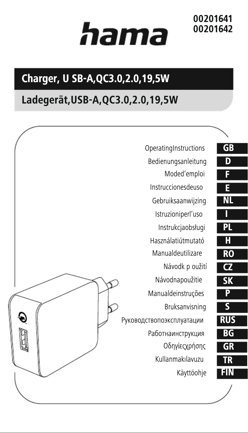 Page 1 de la notice Manuel utilisateur Hama 201641
