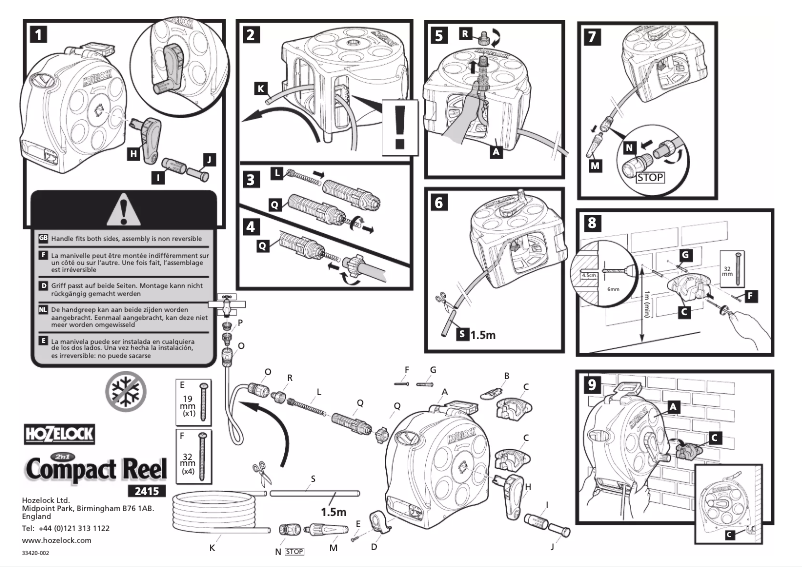 Page 1 de la notice Manuel utilisateur Hozelock 2n1 Compact Reel 2415