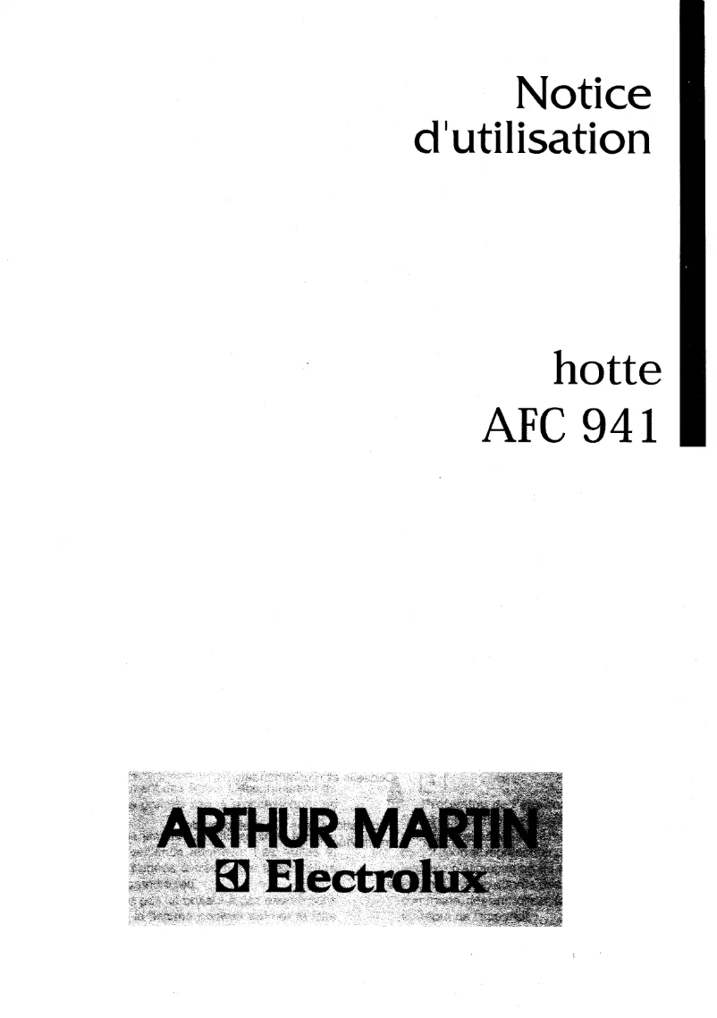 Page 1 de la notice Manuel utilisateur Arthur Martin-Electrolux AFC941W
