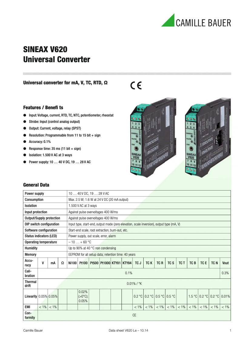 Image de la première page du manuel de l'appareil SINEAX V620