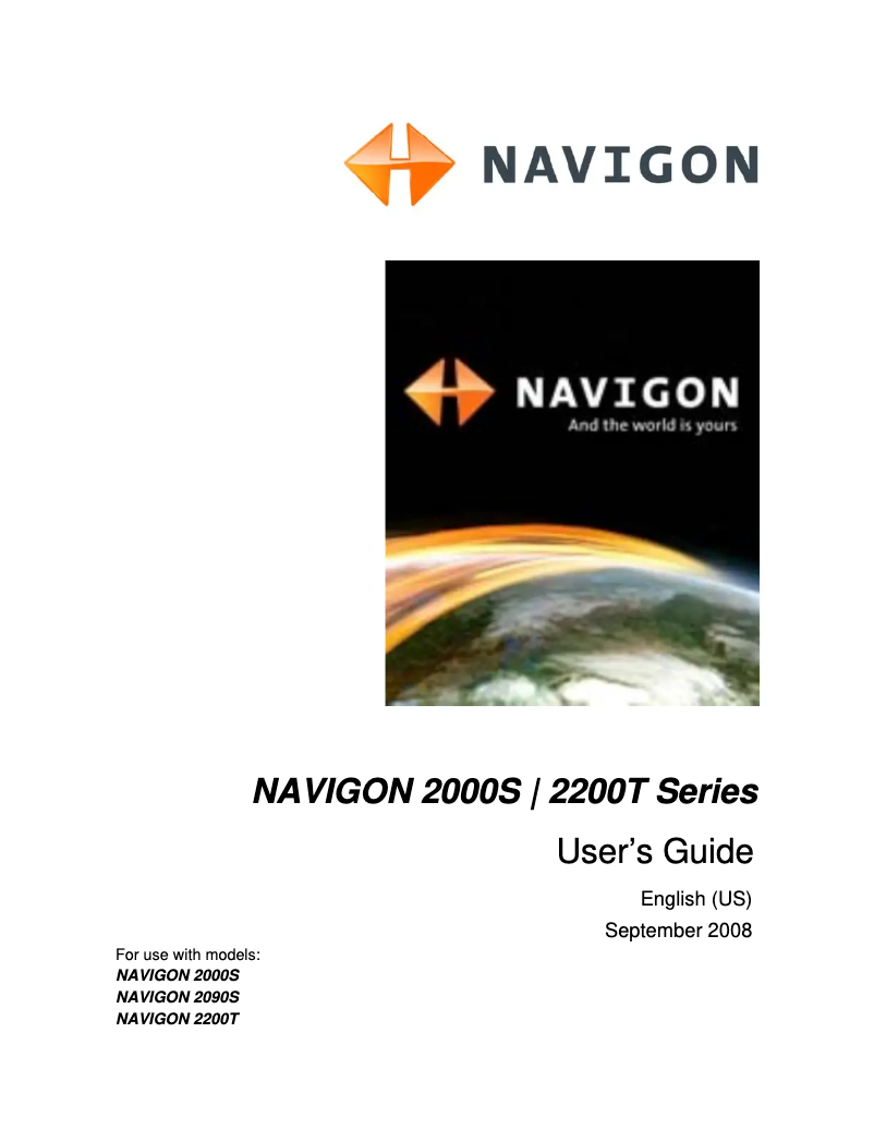 Page n°1 - Manuel utilisateur Navigon 2000S
