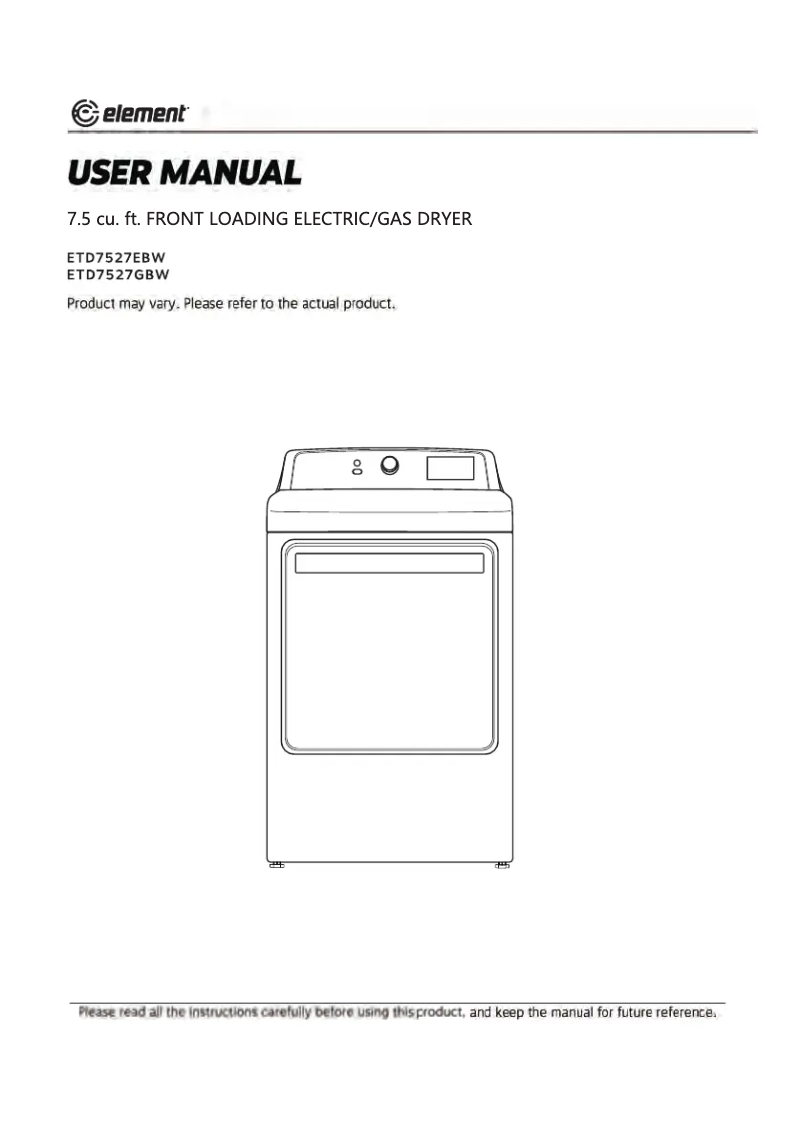 Page 1 de la notice Manuel utilisateur Element ETD7527GBW