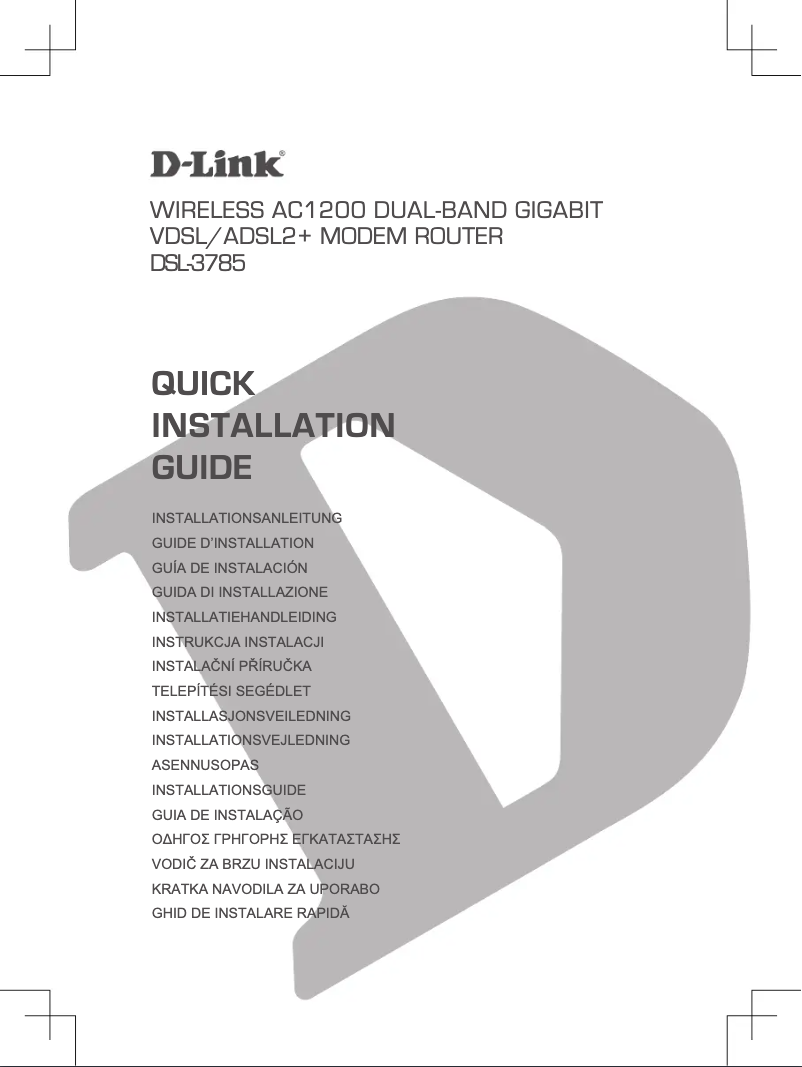 Page n°1 - Guide de démarrage rapide D-Link DSL-3785