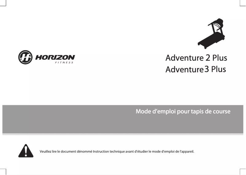 Page 1 de la notice Manuel utilisateur Horizon Fitness Adventure 2 Plus